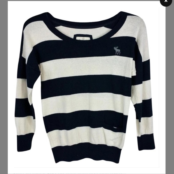 Abercrombie and Fitch Stripe Sweater Navy Blue XS - Picture 1 of 6